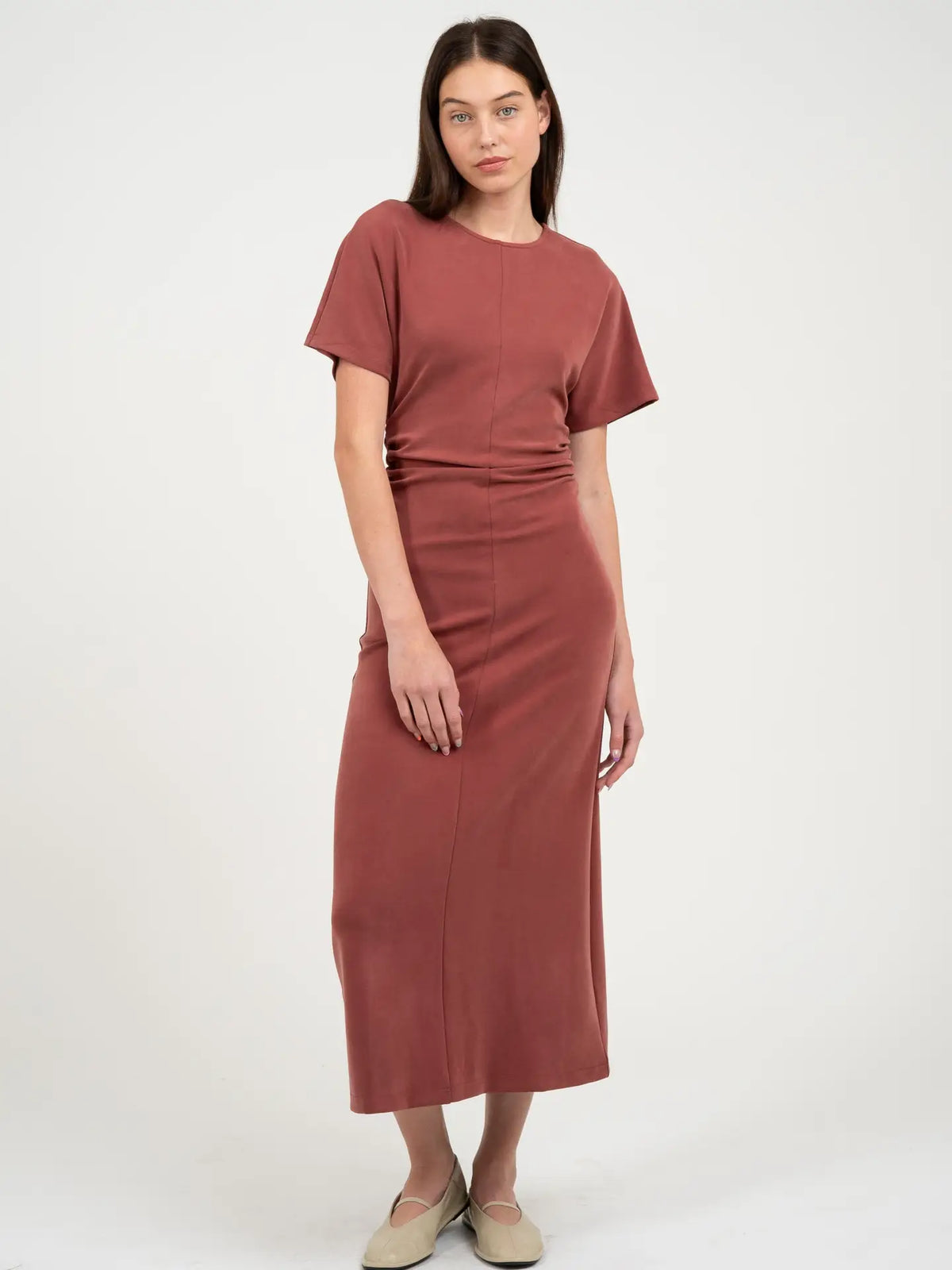 Side Shirred Long Dress