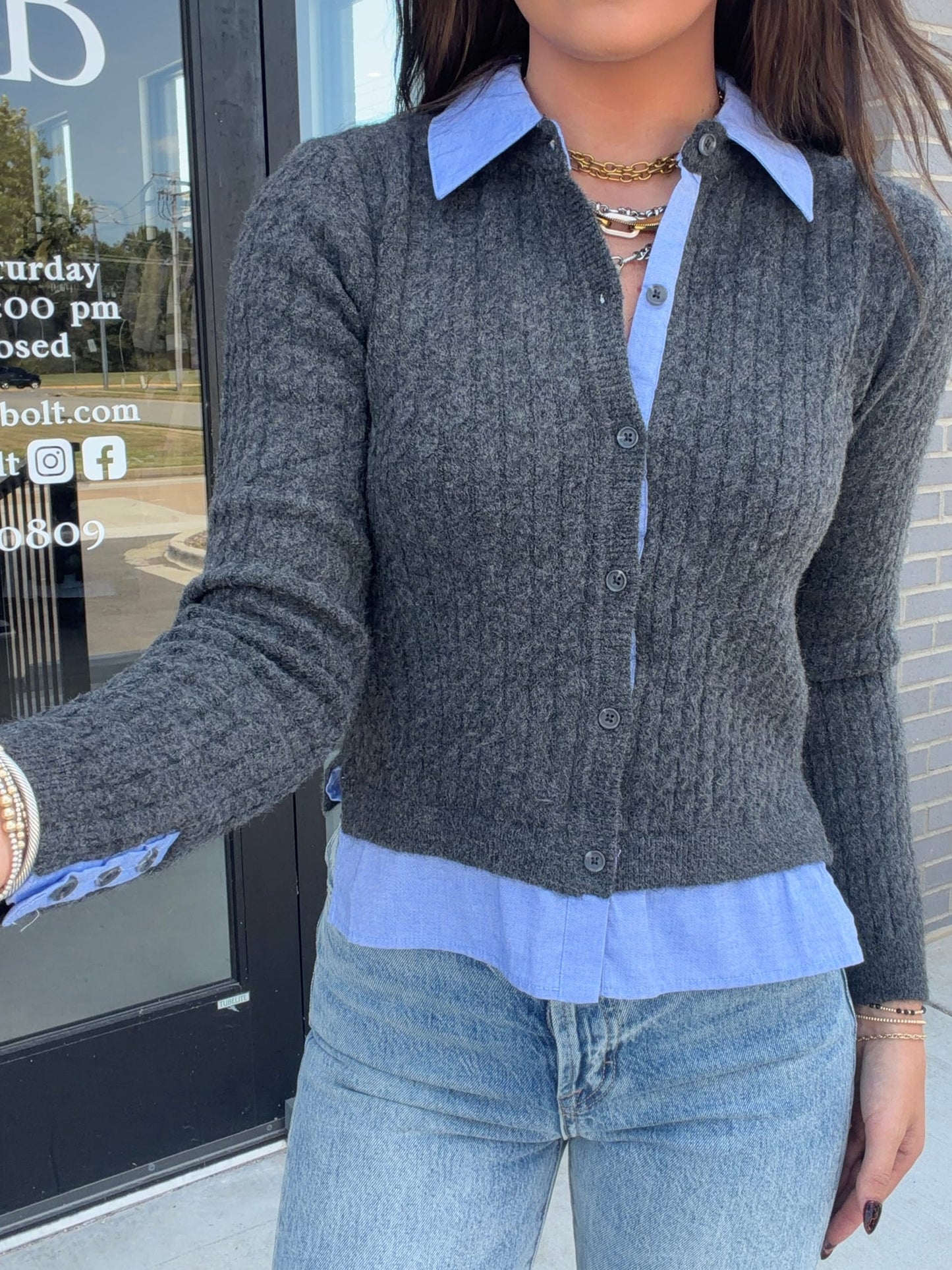 Blue Collared Sweater