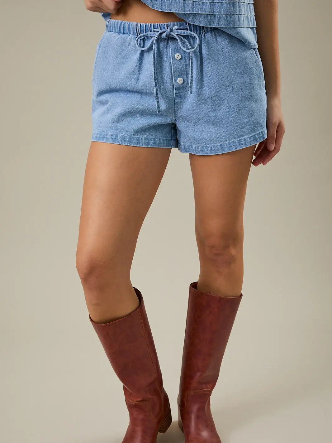 Draw String Denim Shorts