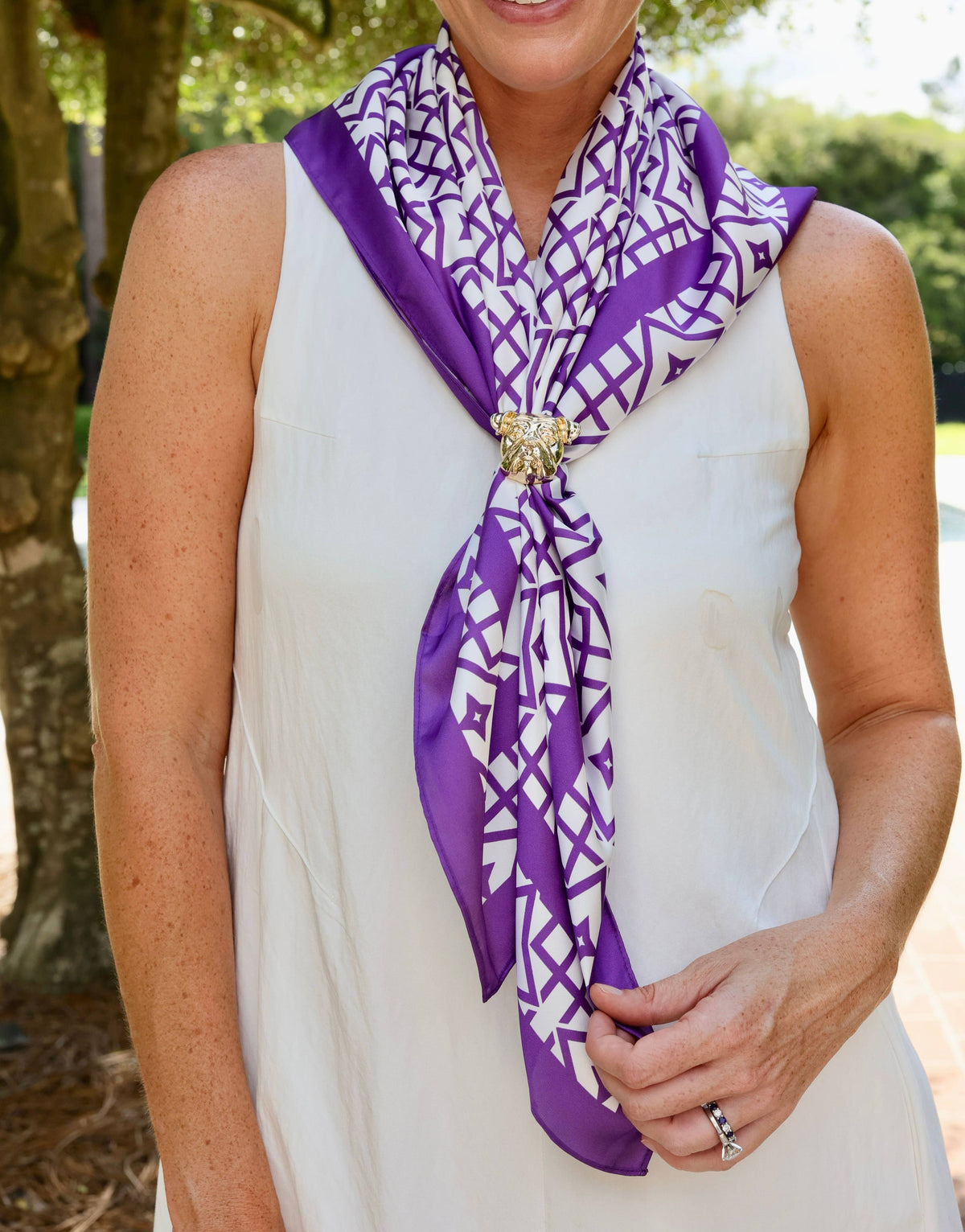 Langston Geometric Scarf Large Purple White
