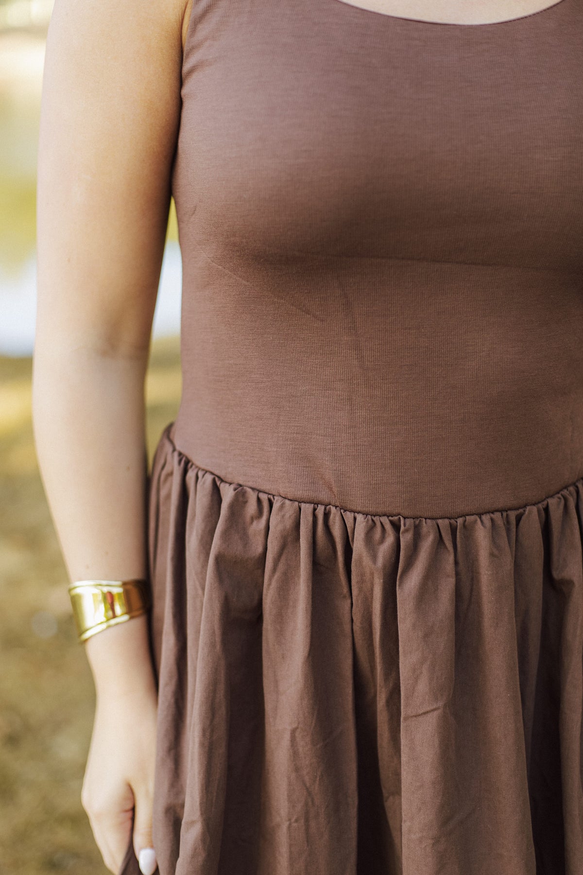 Balloon Hem Sleveless Midi Dress
