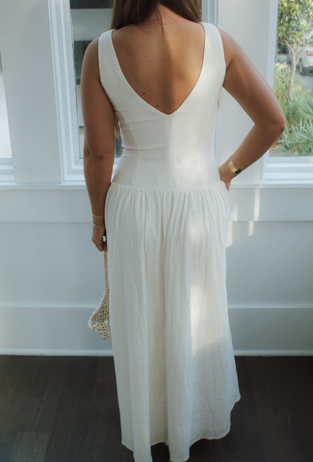 Drop Waist Button Maxi Dress