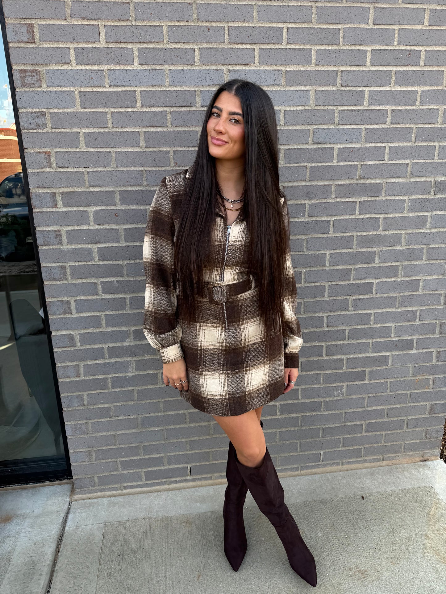 Sonata Zip Up Belted Dress