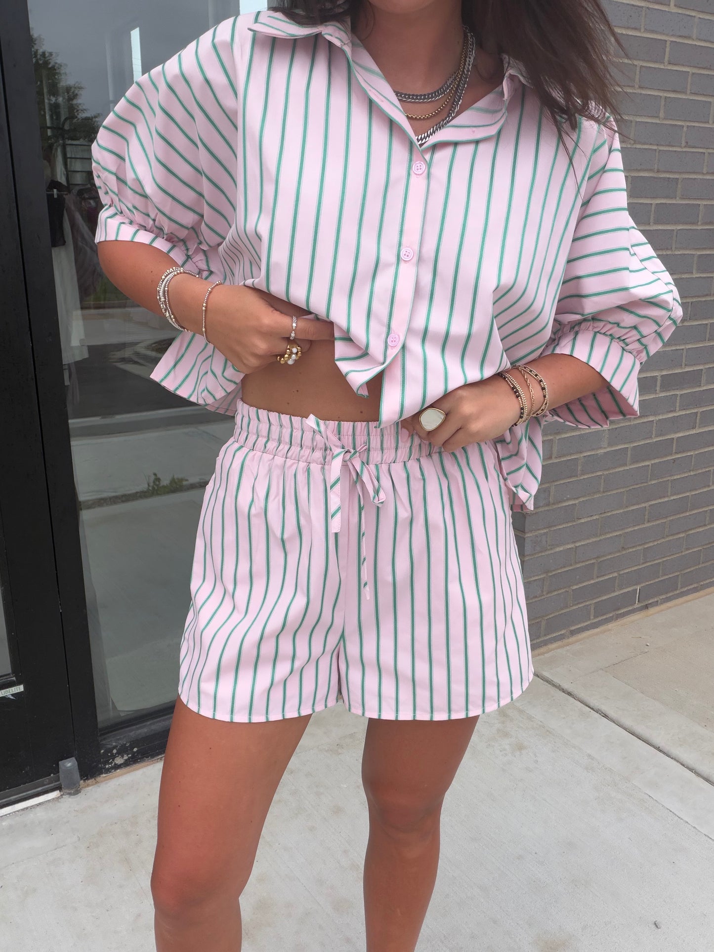Boxy Crop Stripe Set
