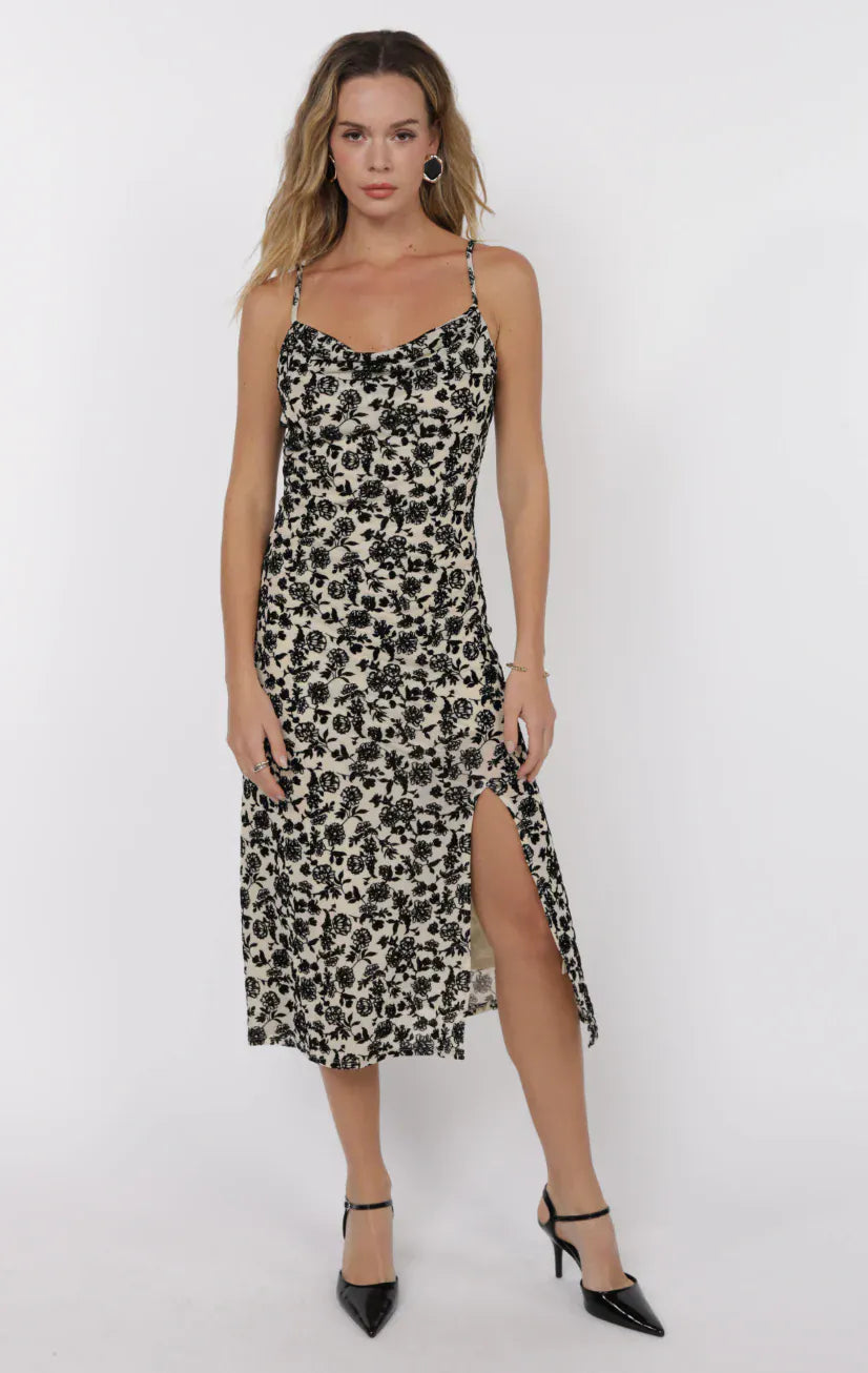 Nostalgia Cowlneck Midi Dress
