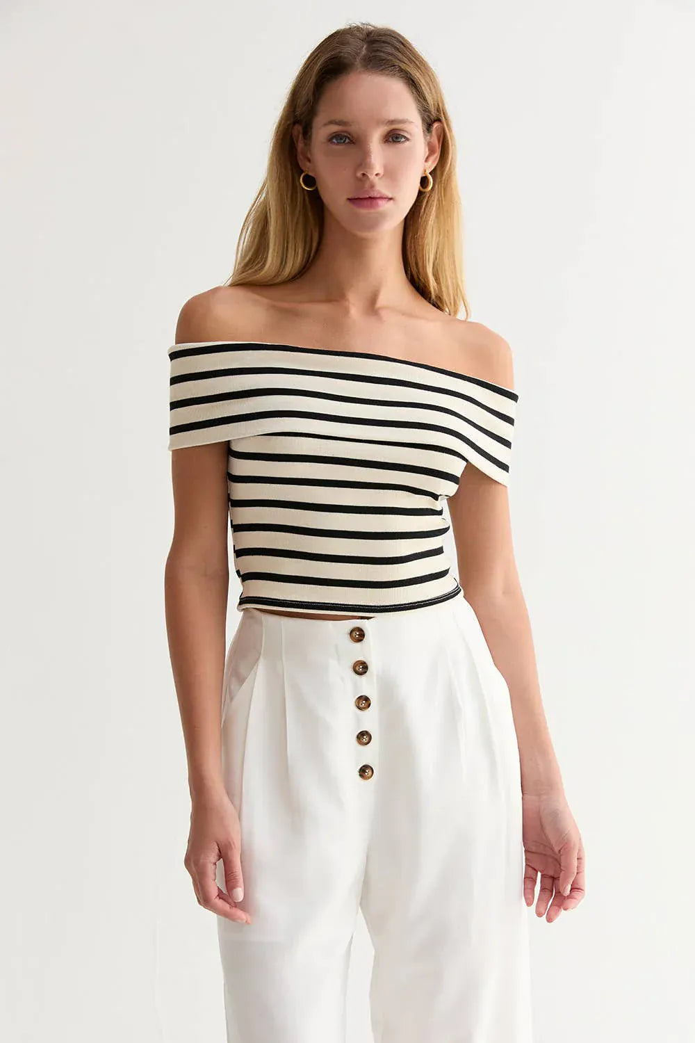 Kerry Striped Off Shoulder Top