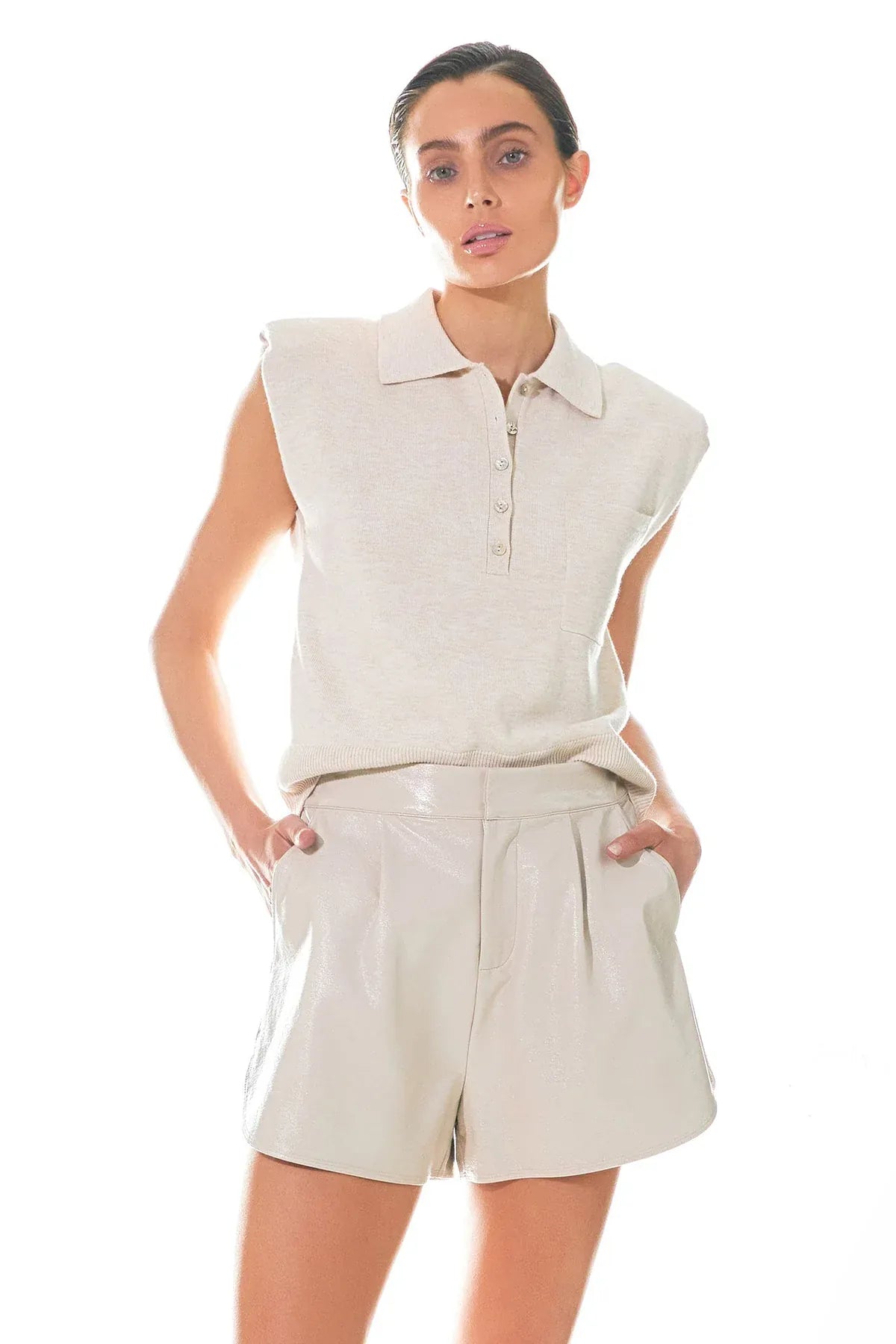 High Waisted Faux Leather Shorts