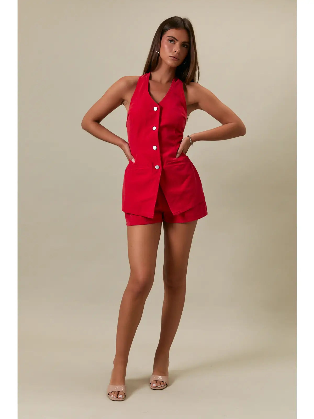 Halter Button Down Romper