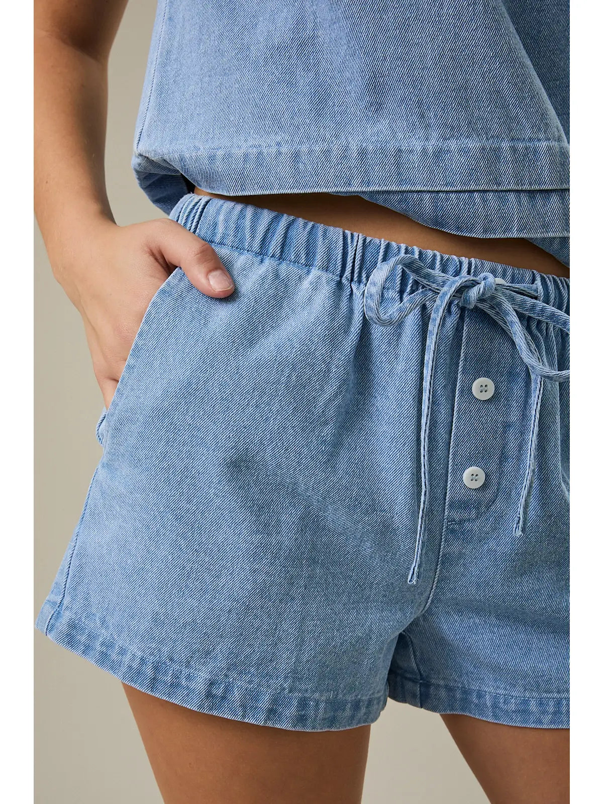Draw String Denim Shorts
