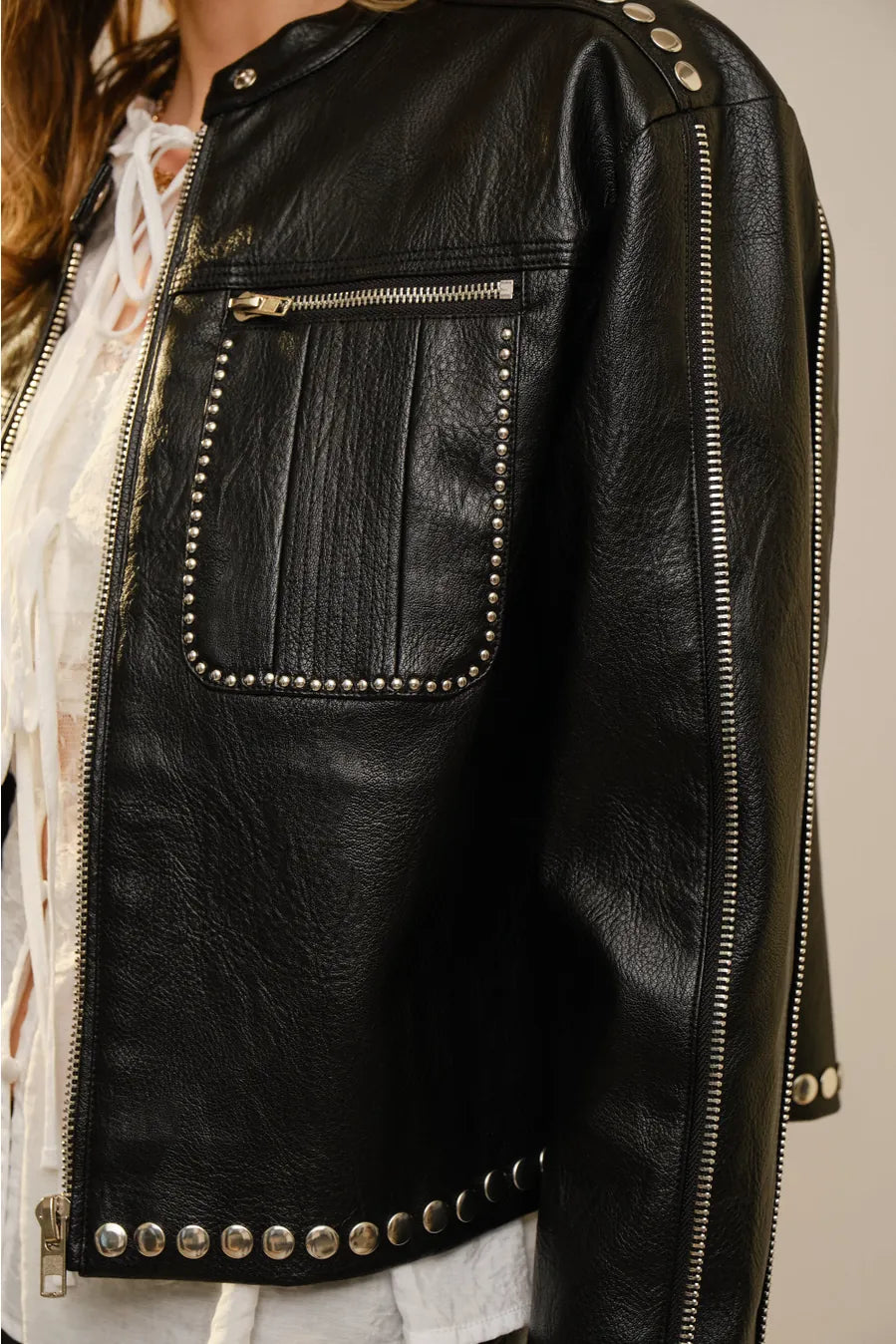 Black Studded Leather Jacket