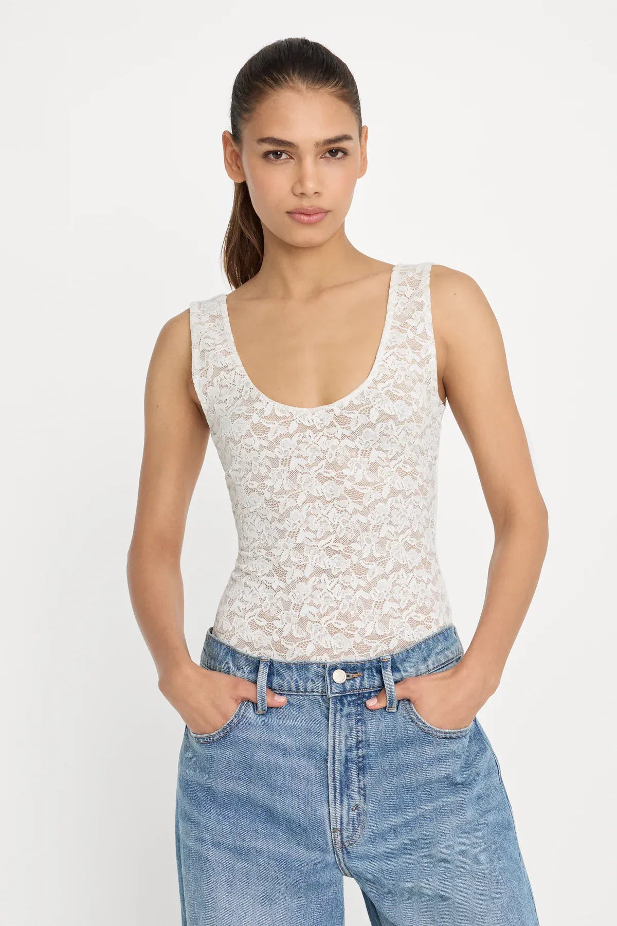 Stretch Lace Scoop Bodysuit