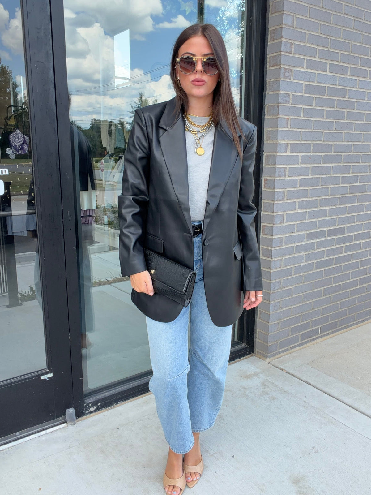 Leather Boyfriend Blazer
