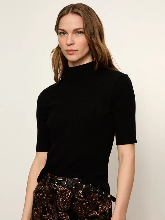 High Neck Ribbed Top
