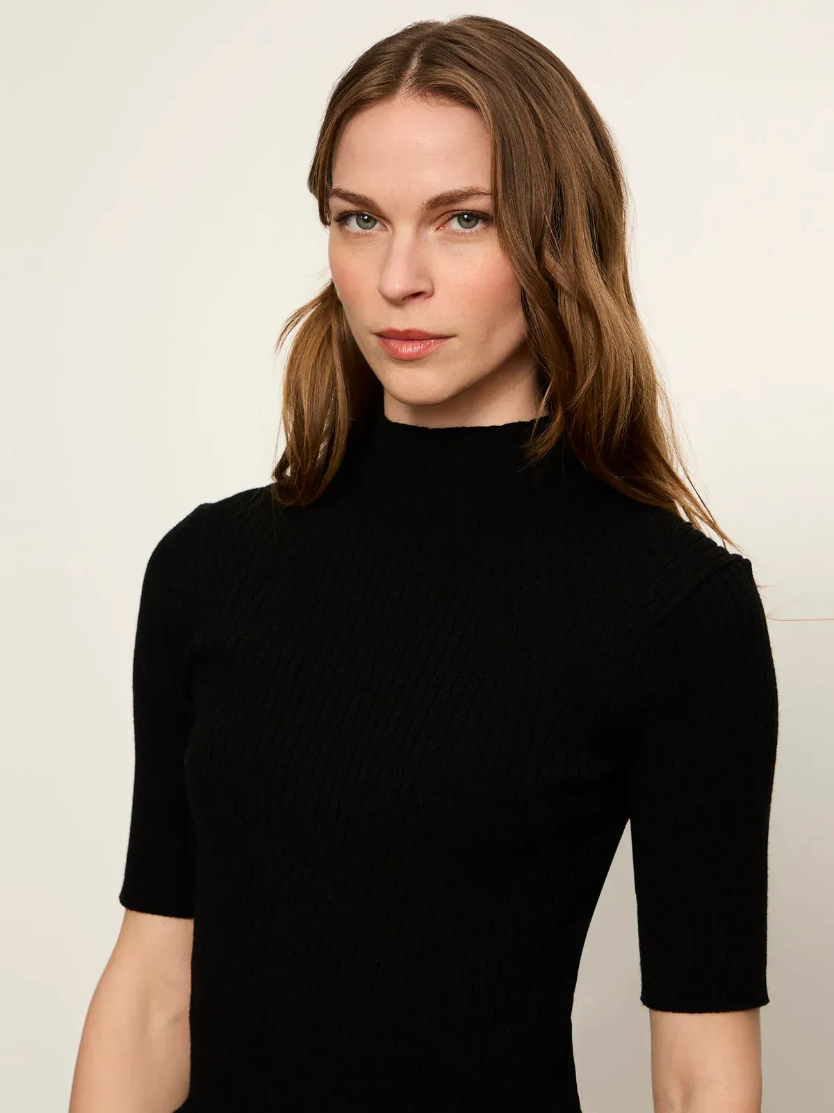 High Neck Ribbed Top