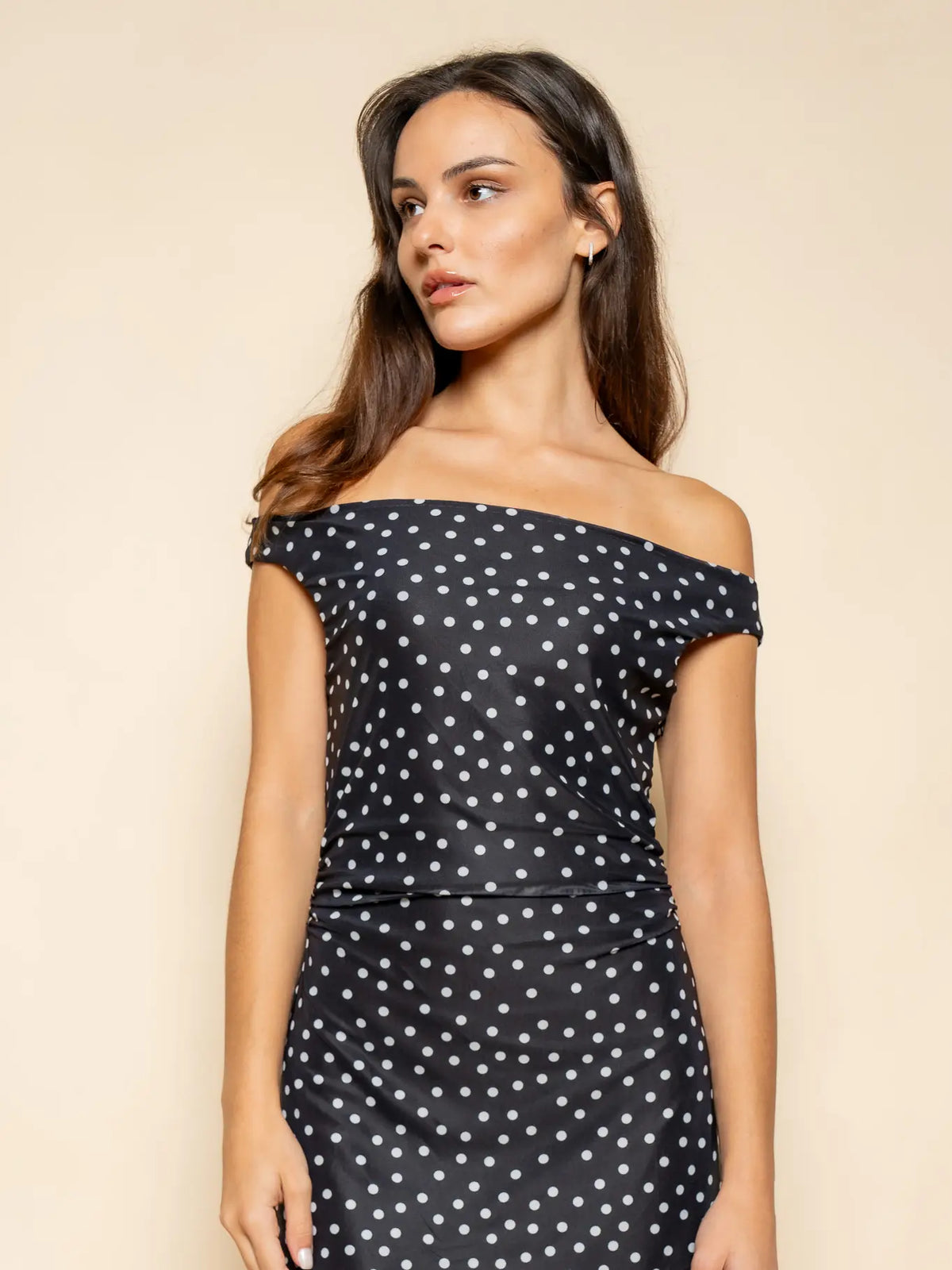Polka Dots Waist Ruched Mesh Mini Dress