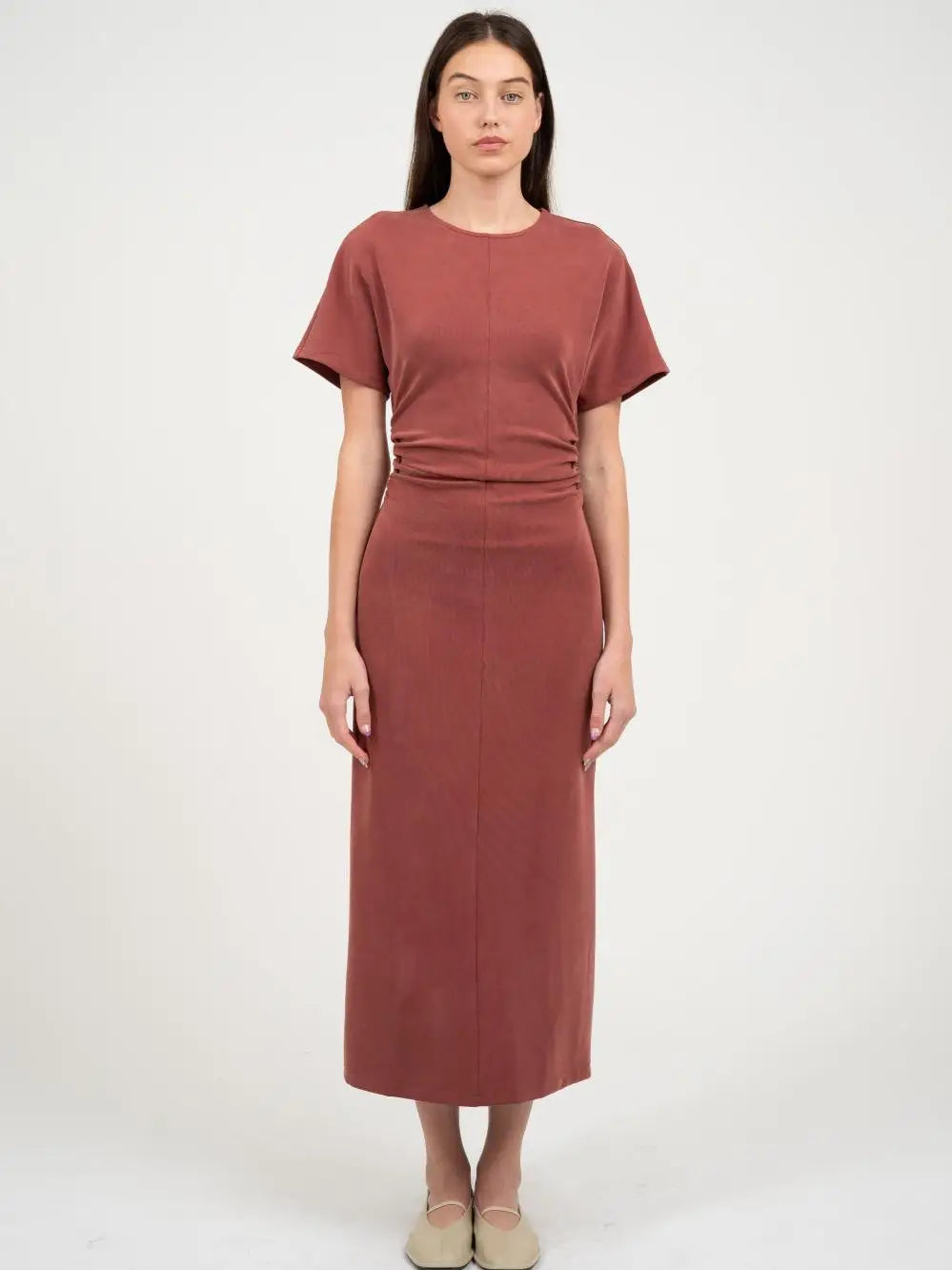Side Shirred Long Dress