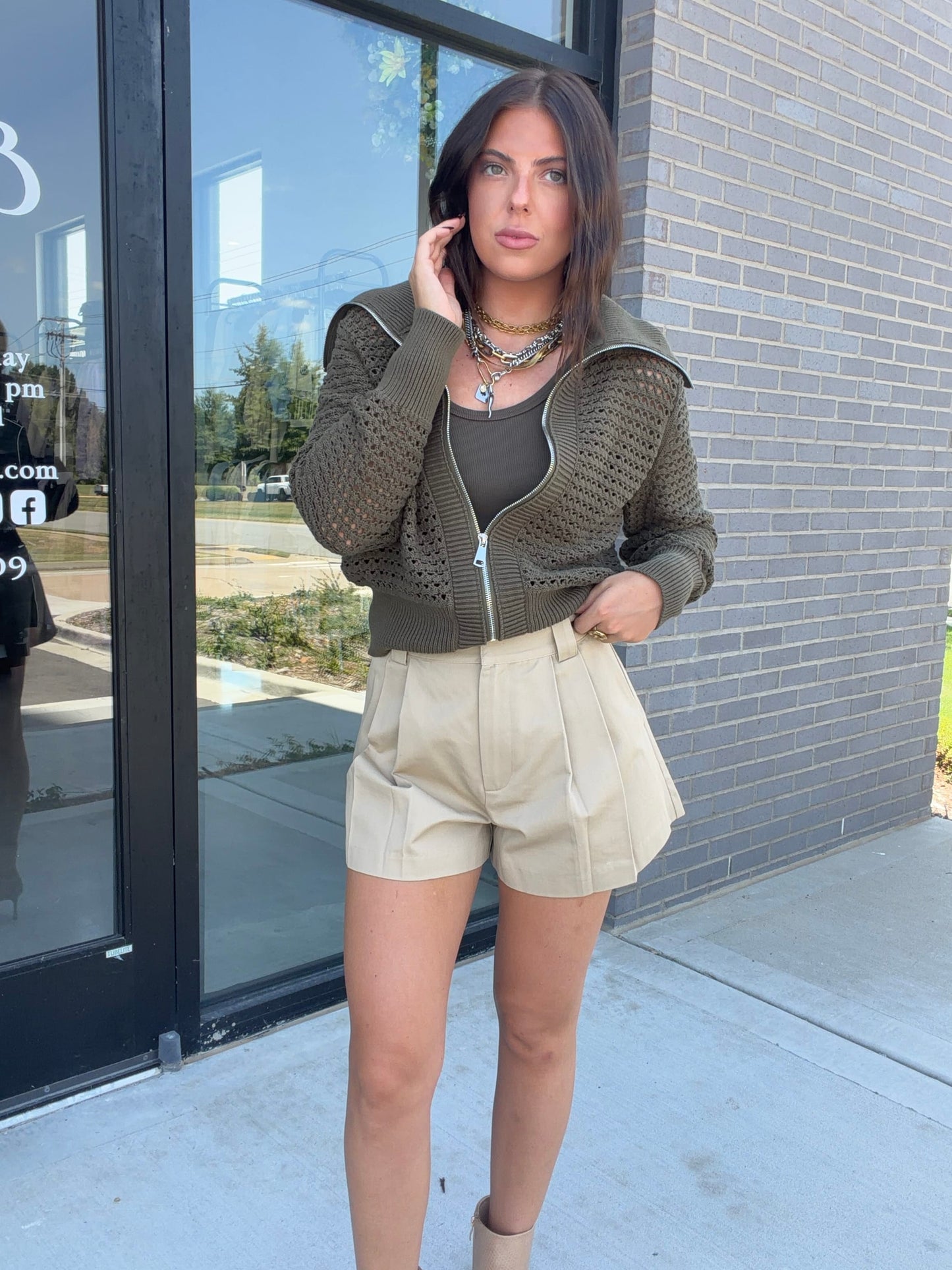 Olive Cardi Zip Up