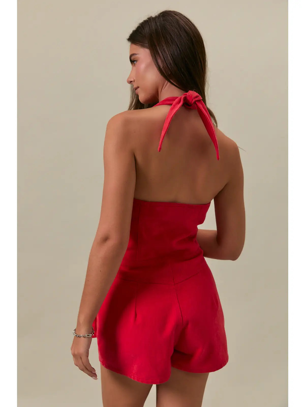 Halter Button Down Romper