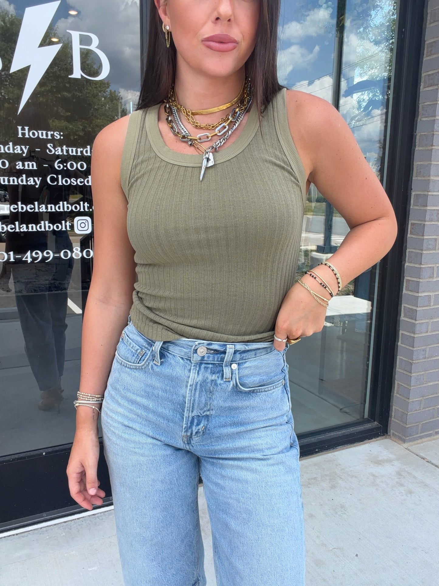 Olive Cooper Sweater Rib Tank