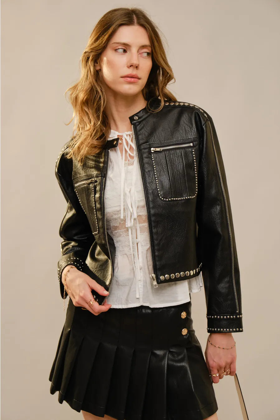 Black Studded Leather Jacket