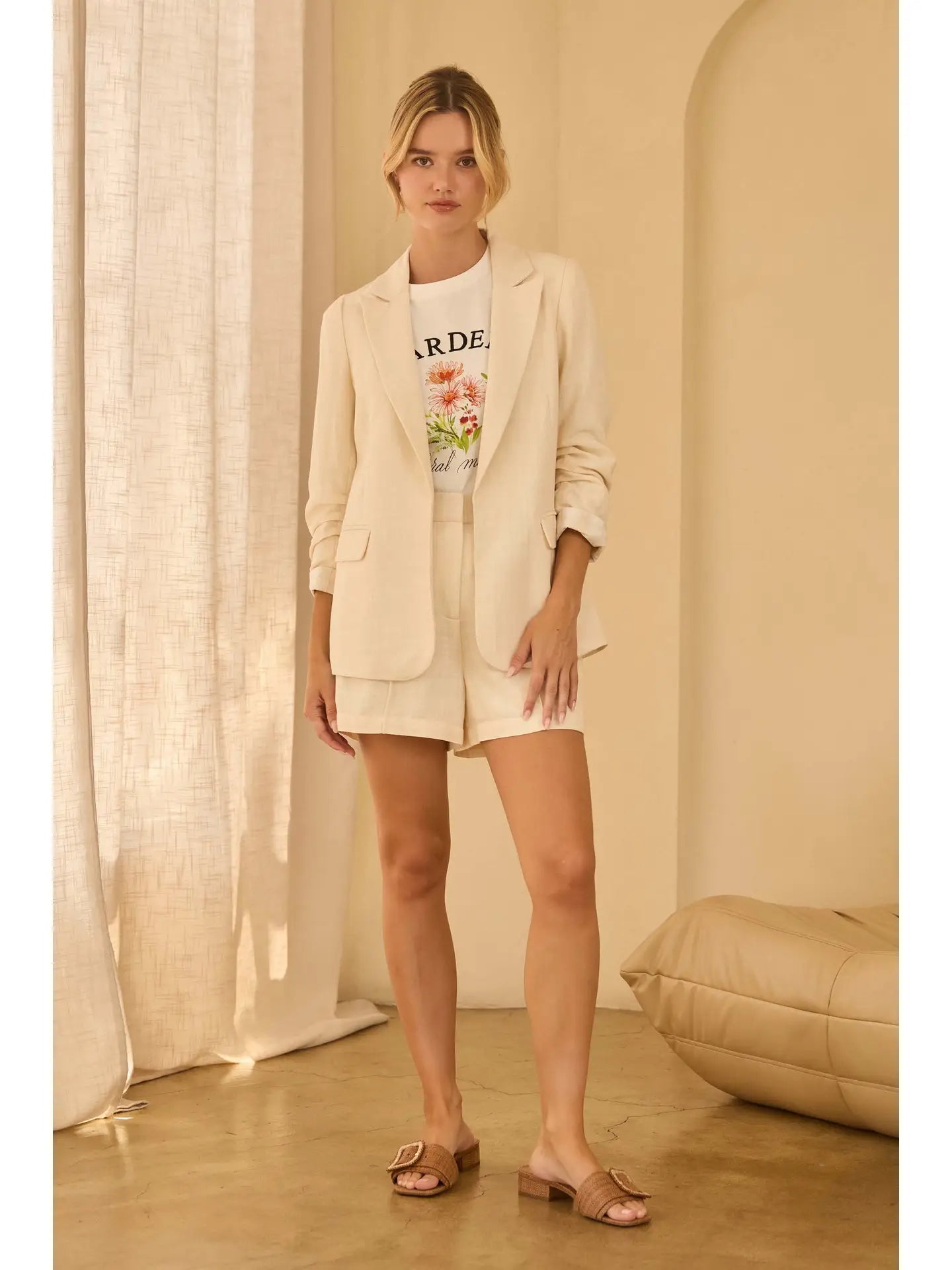 Cream Tailored Shorts