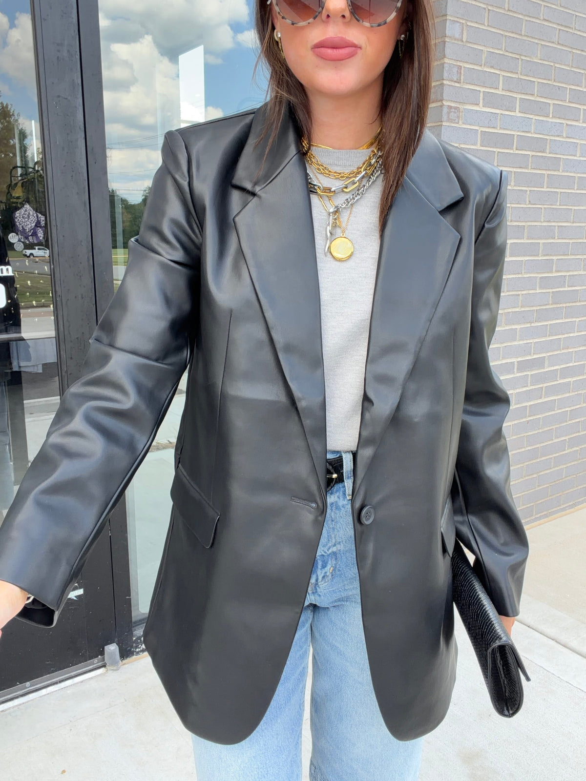 Leather Boyfriend Blazer