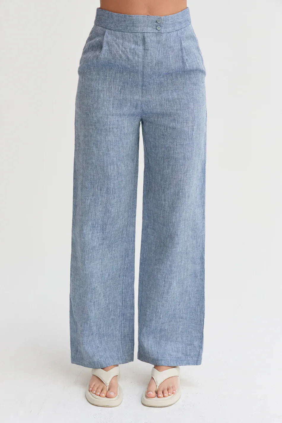 Helen Two Tone Linen Wide Leg Pants