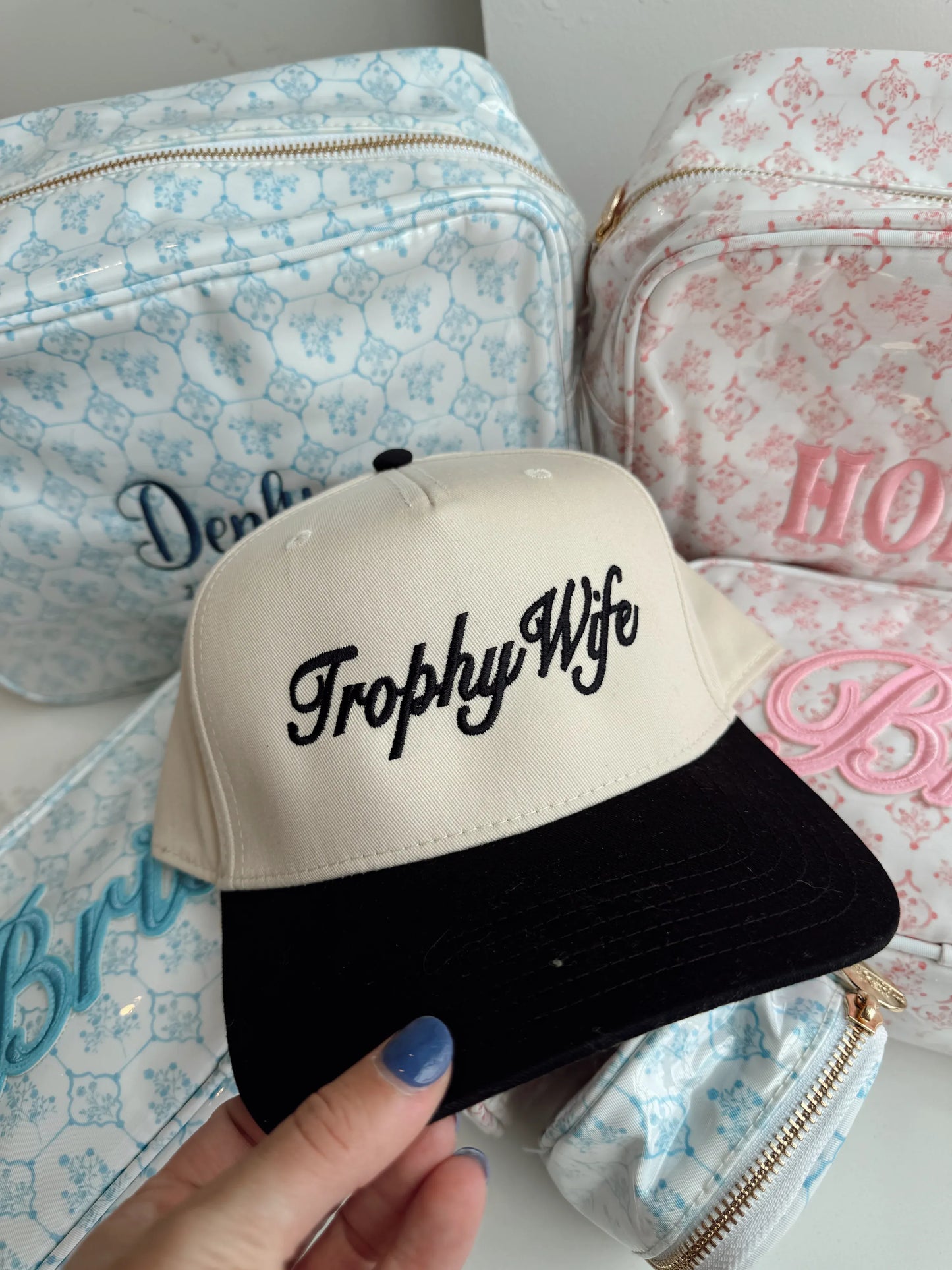 Trophy Wife- Black Vintage Trucker Hat