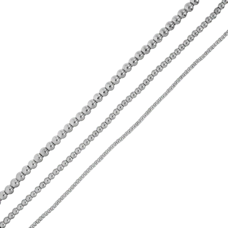 Silver Beaded Necklace- 2 mm