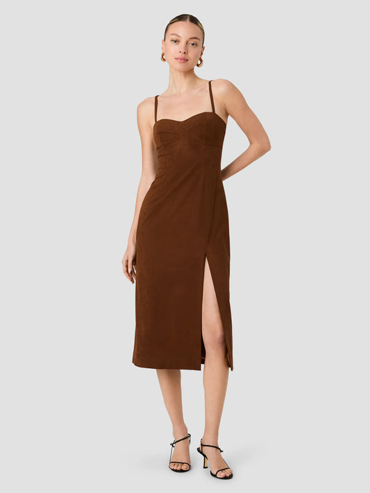 Sonja Suede Slit Midi Dress