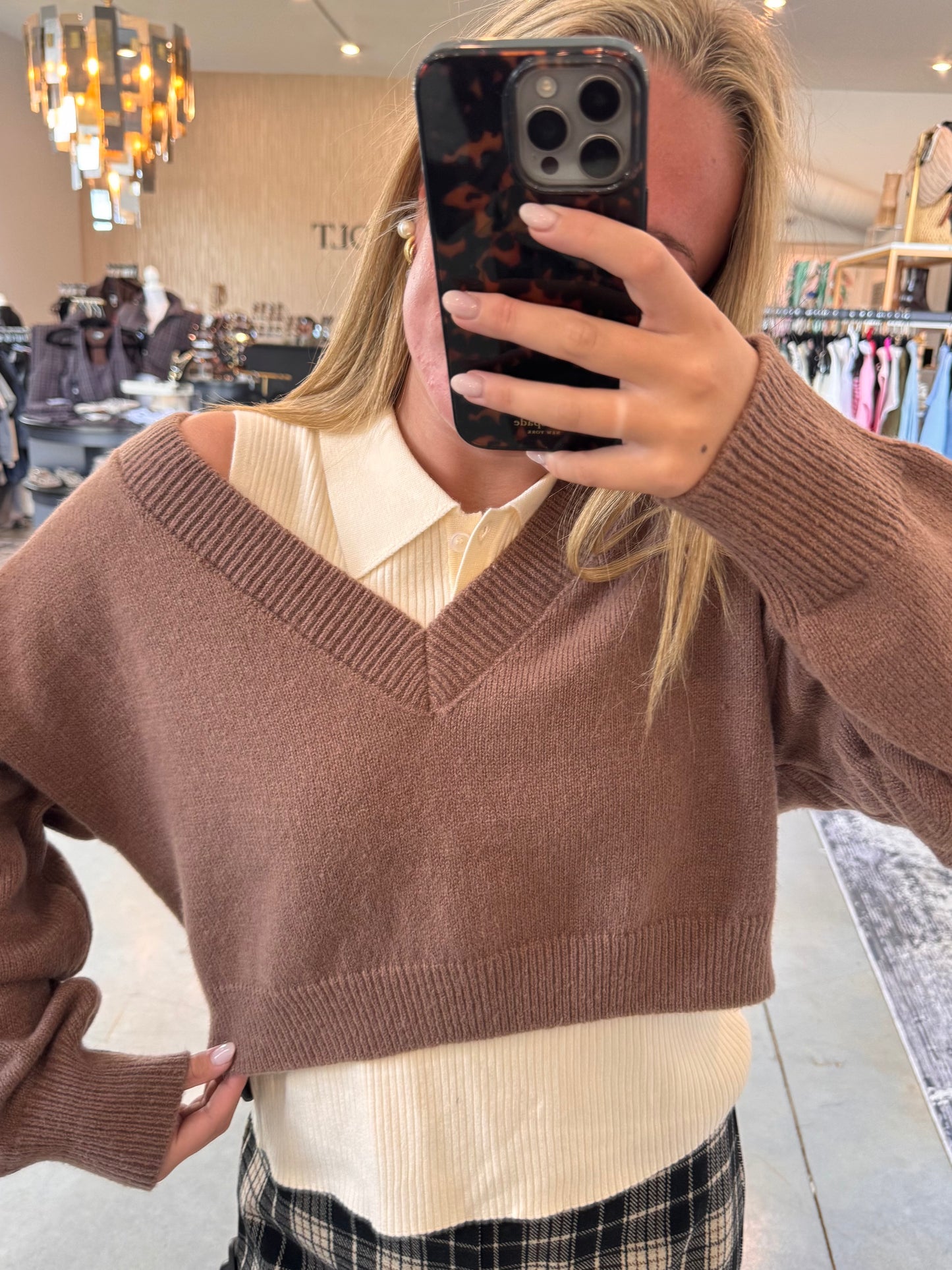 Double Layer Collared Sweater