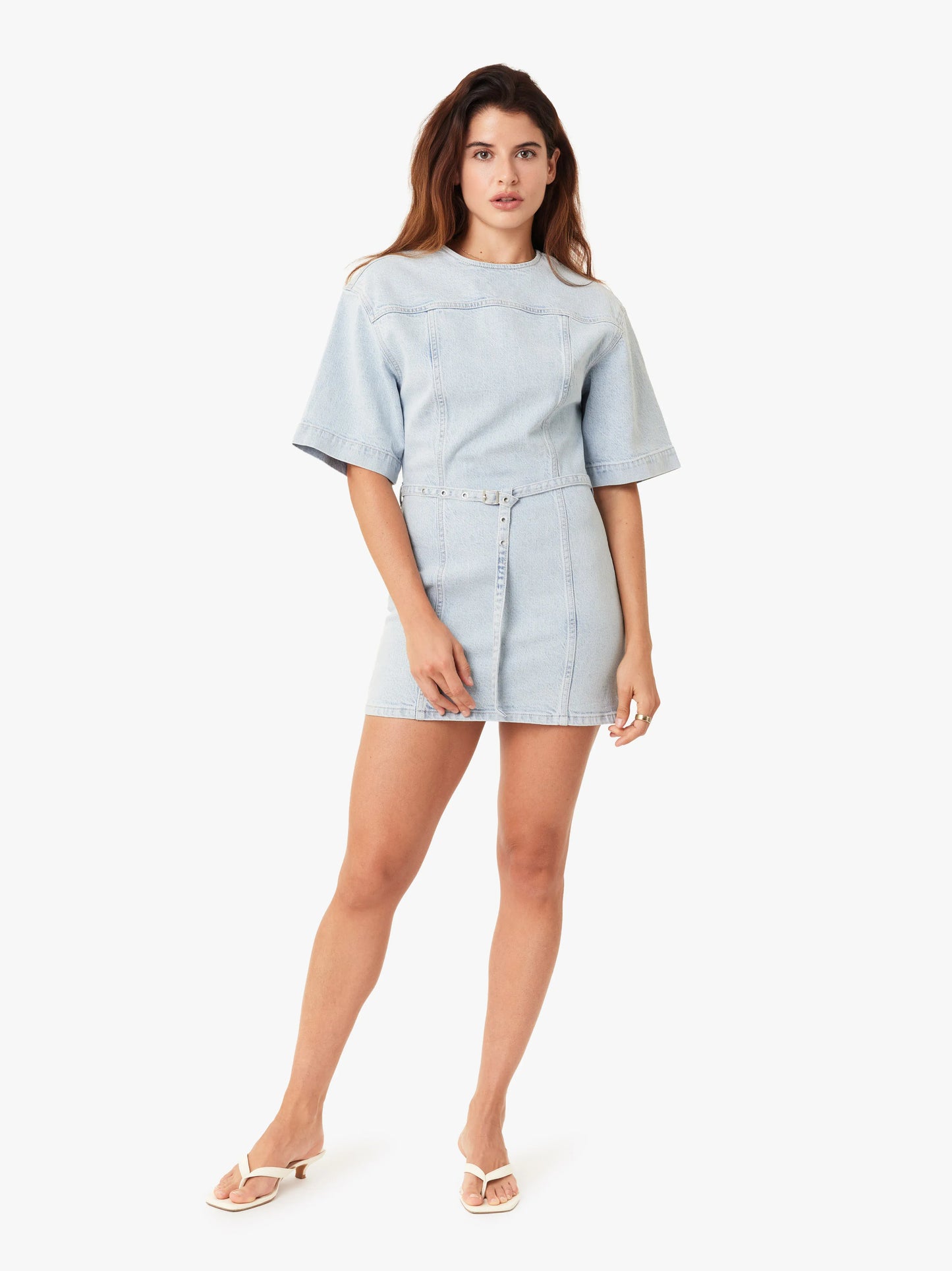 Short sleeve Belted Mini Dress