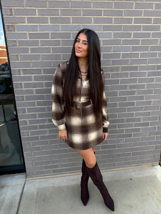 Sonata Zip Up Belted Dress