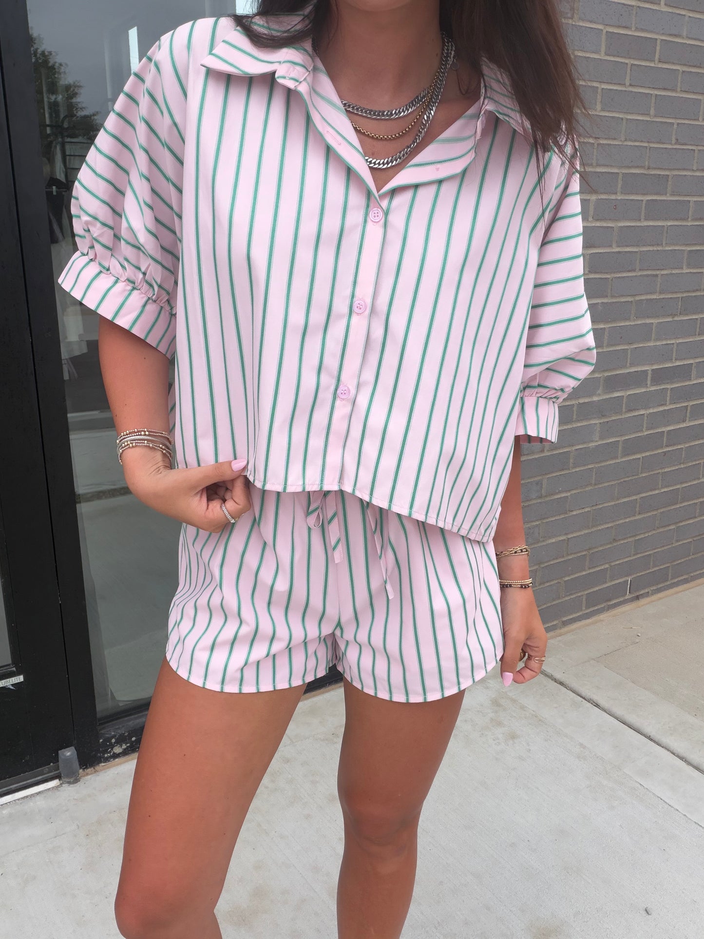 Boxy Crop Stripe Set