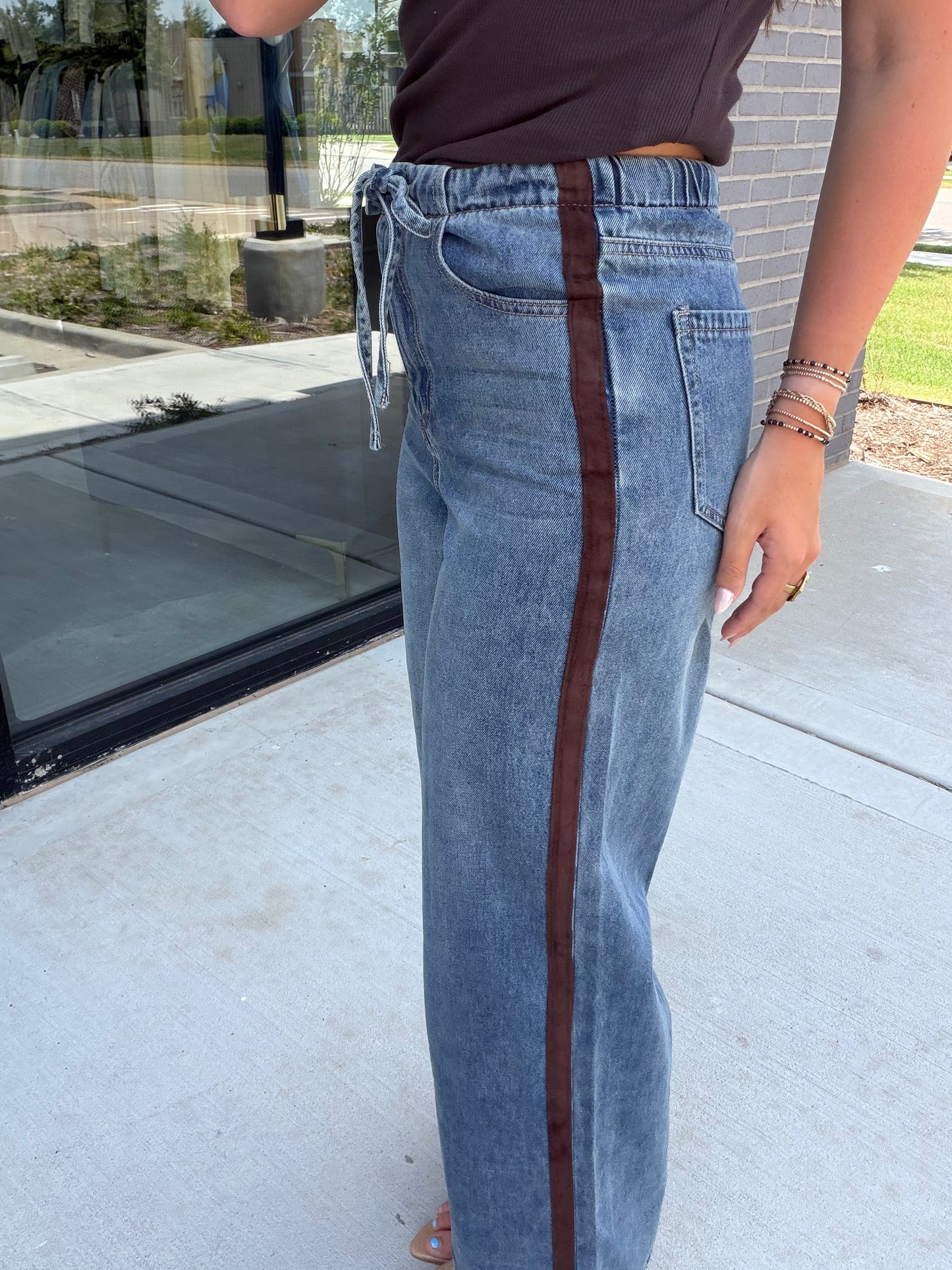 Drawstring Denim Pants