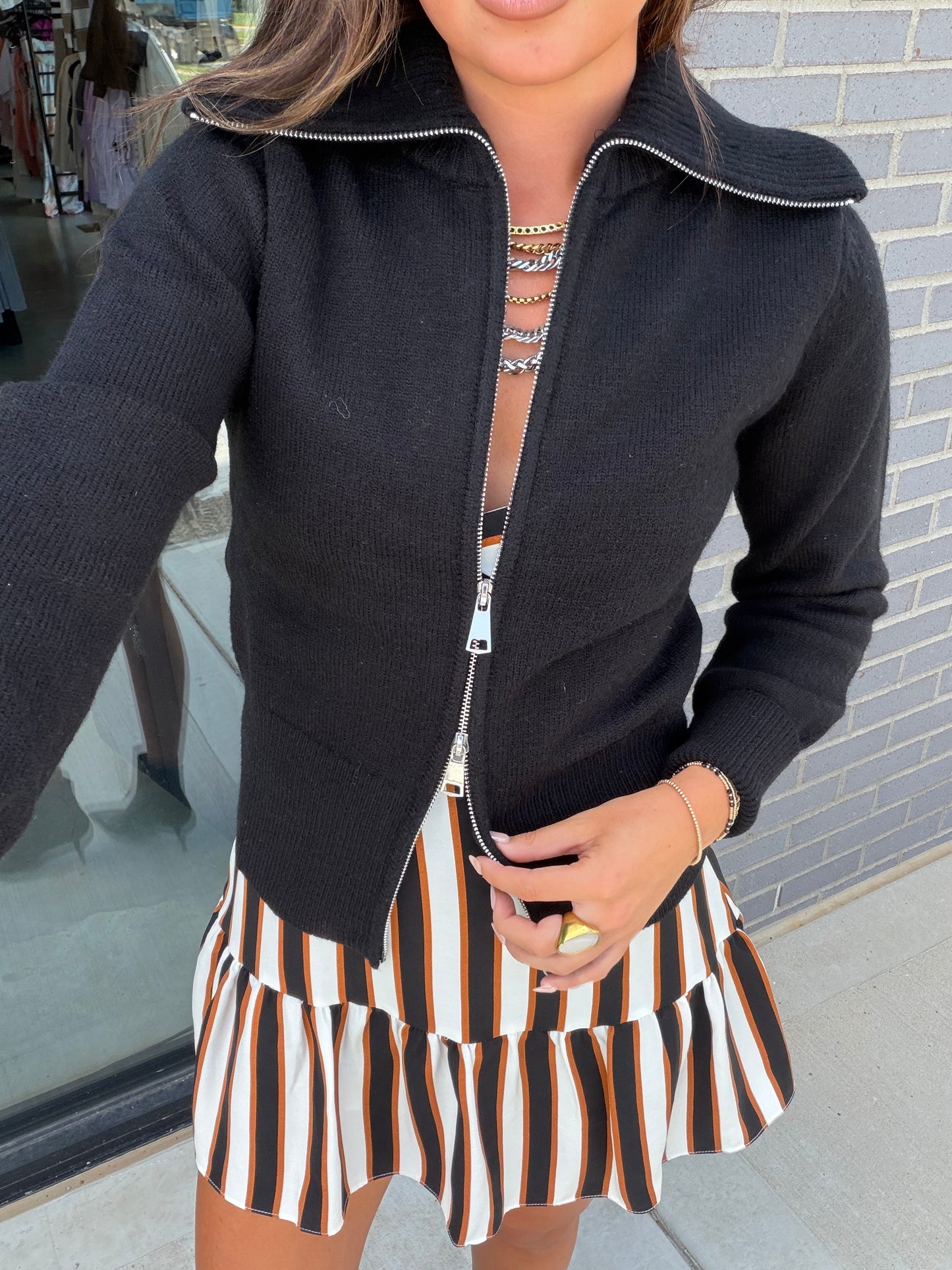 Black Full Zip Sweater