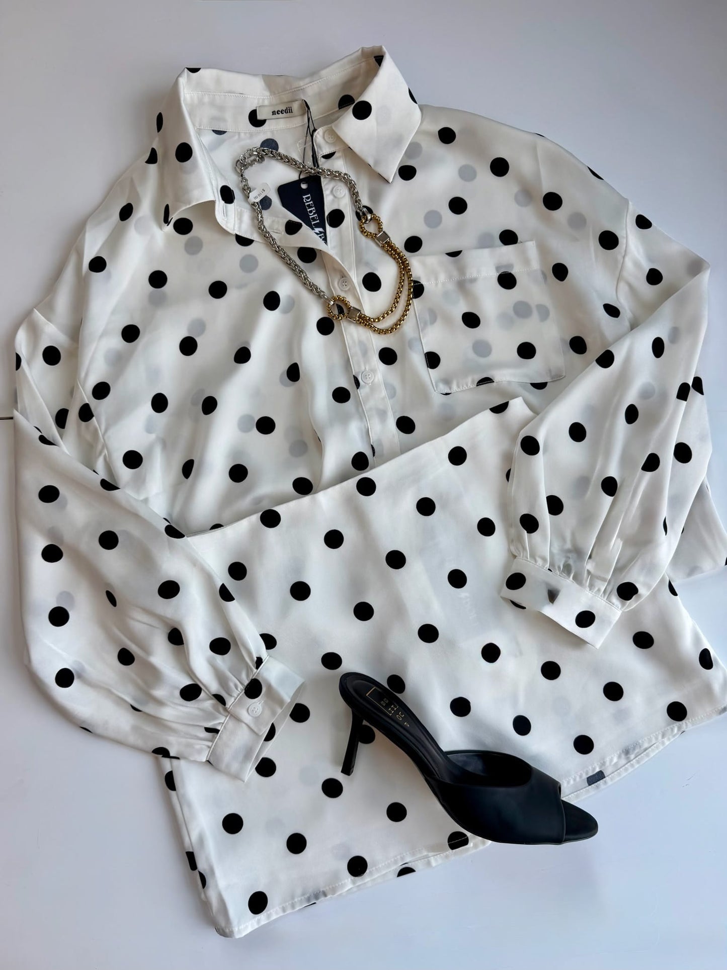 Polka Dot Satin Mini Skort