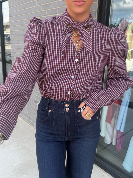 Gingham Tie Top
