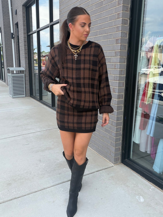 Cameron Plaid Sweater Skirt