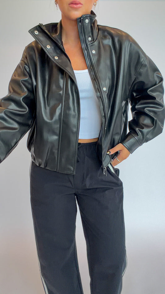 Dessa Leather Bomber Jacket