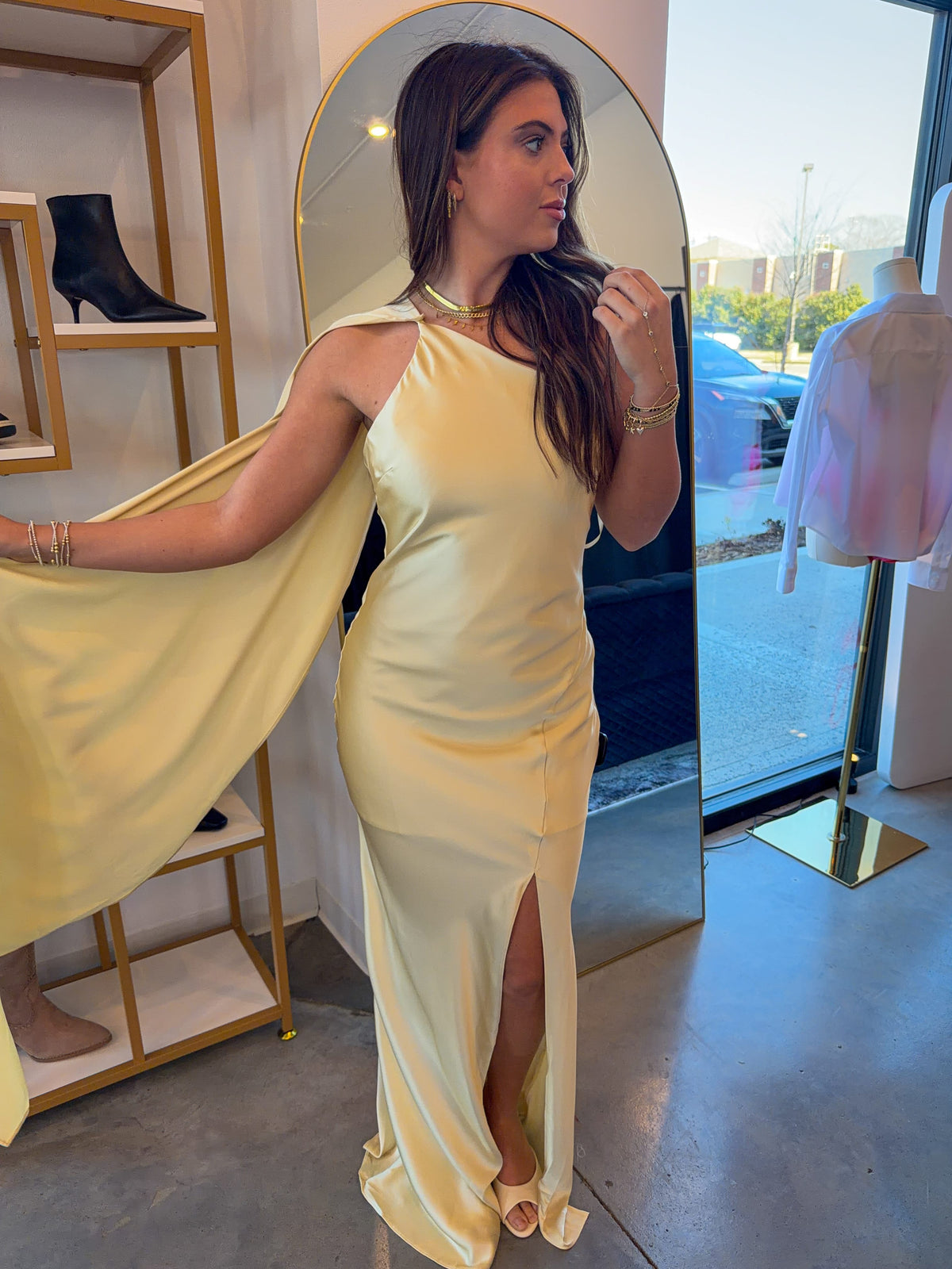 Ayse Long Scarf Dress- Yellow