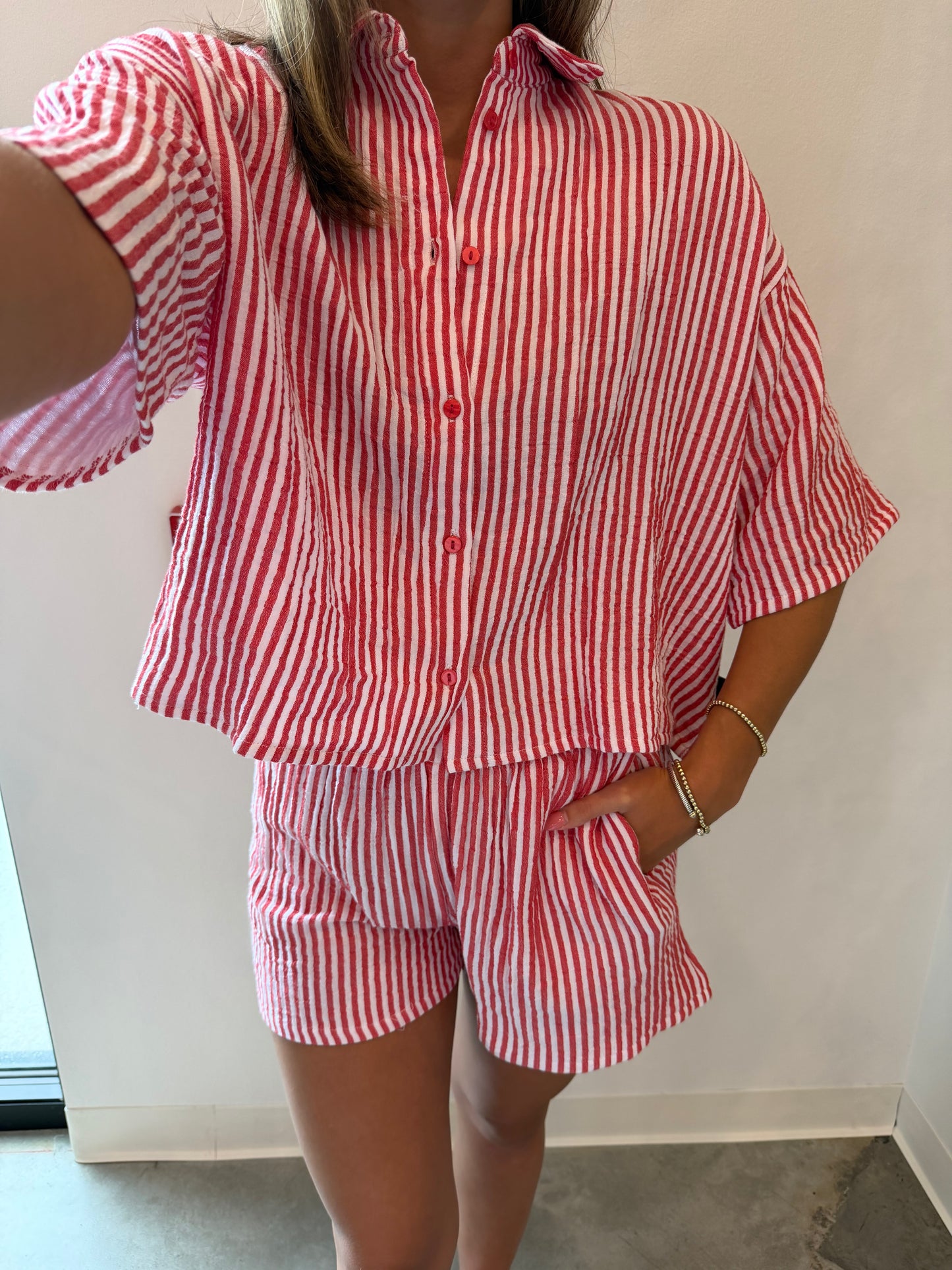 Red Striped Gauze Set