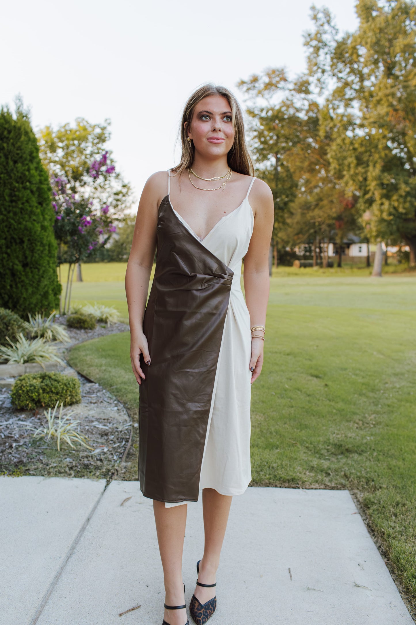 Ava Mixed Media Midi Dress