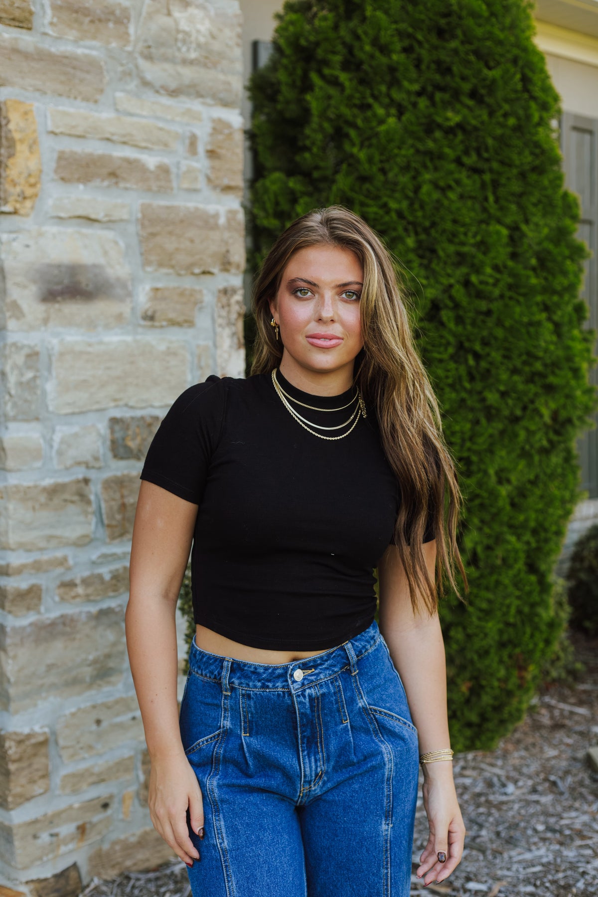 Pucker Up Mockneck Short Sleeve Knit Top