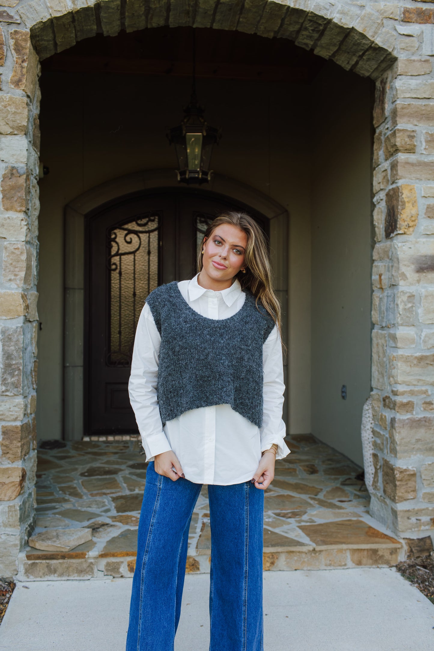 Charcoal Cropped Sweater Tank
