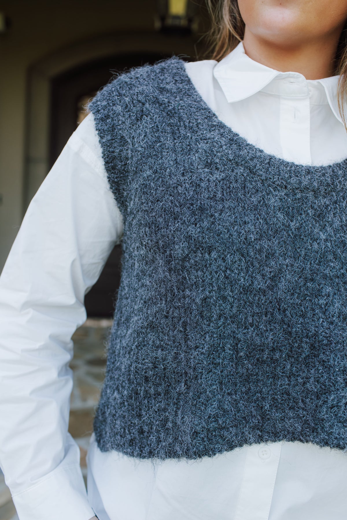 Charcoal Cropped Sweater Tank