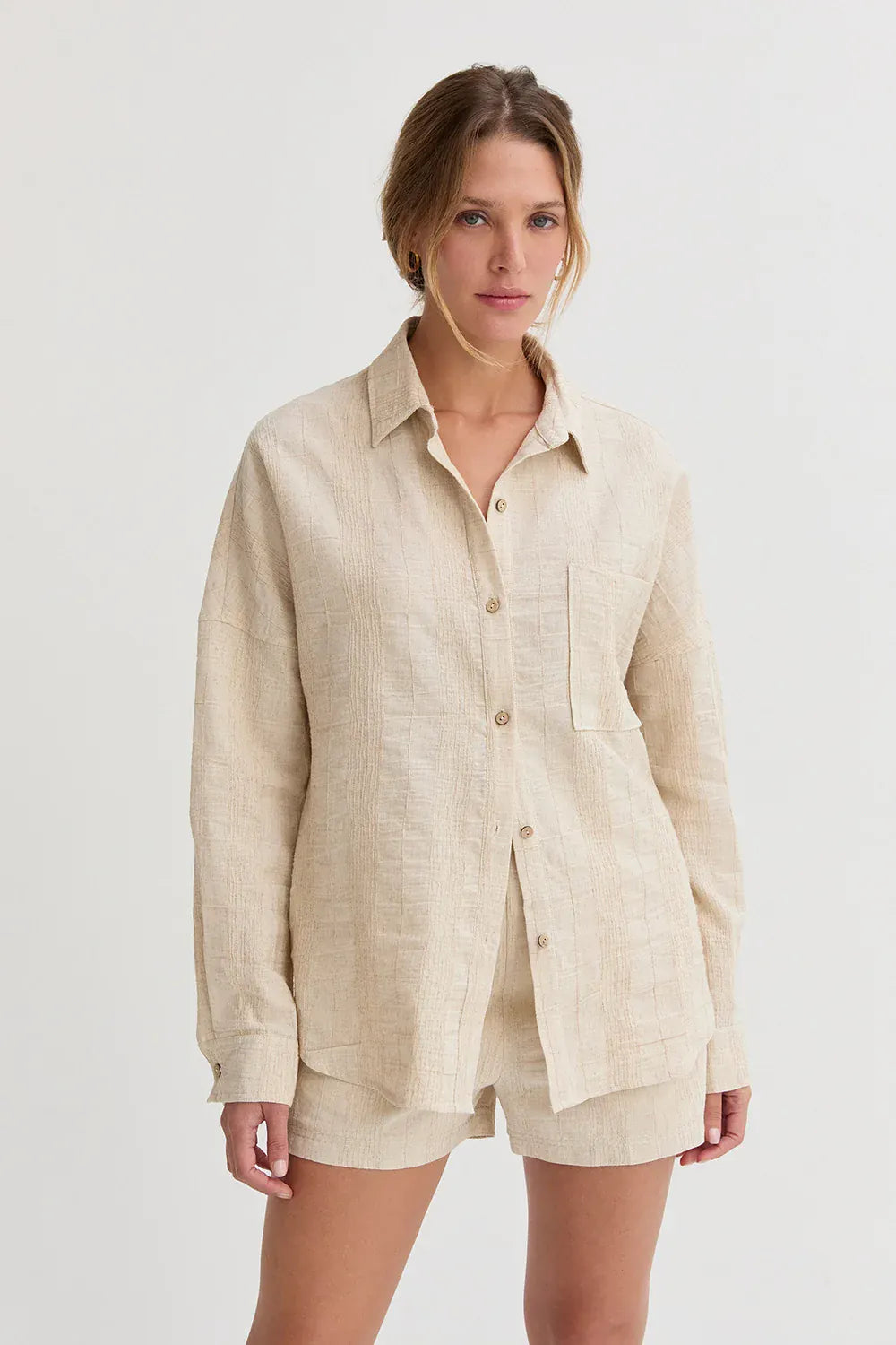 Lara Striped Linen Button Shirt
