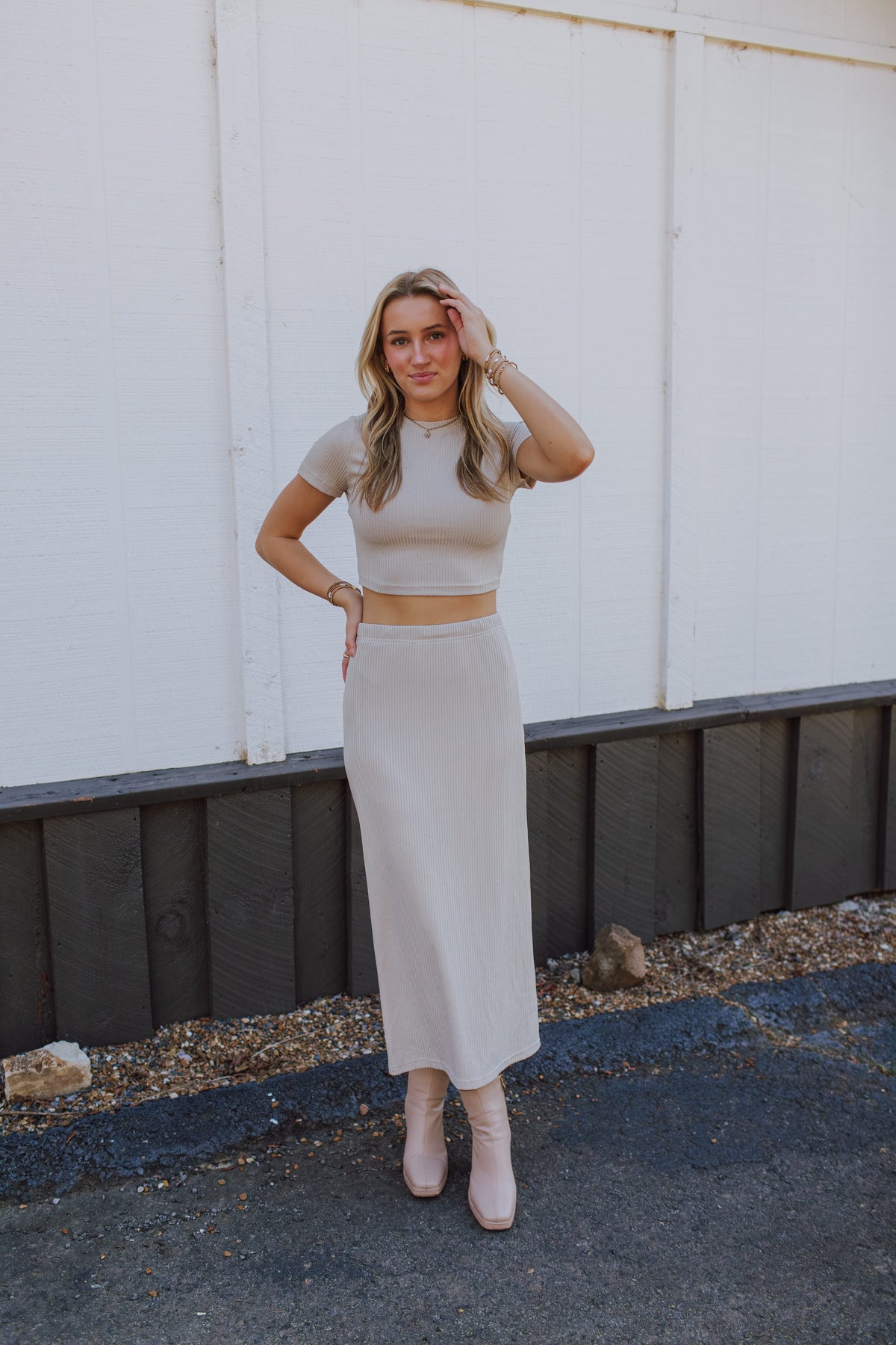 Ribbed Skirt Set