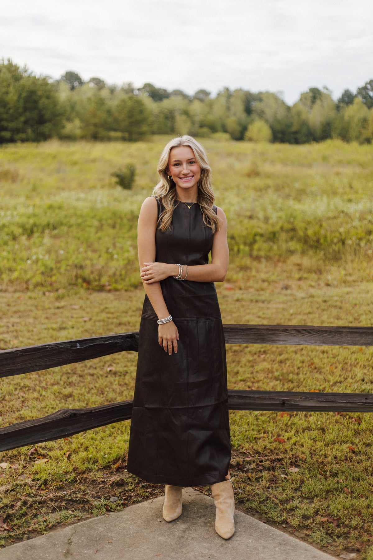 JIJI Chocolate Leather Maxi Dress