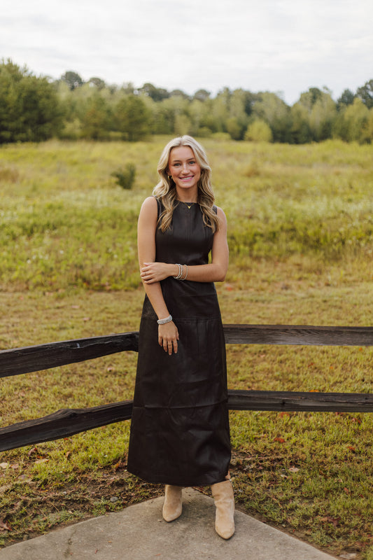 JIJI Chocolate Leather Maxi Dress